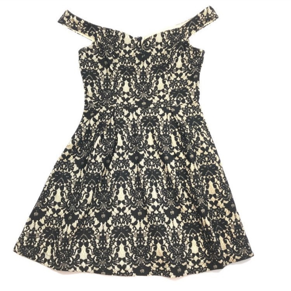 Francesca’s Black Cream Lace Dress